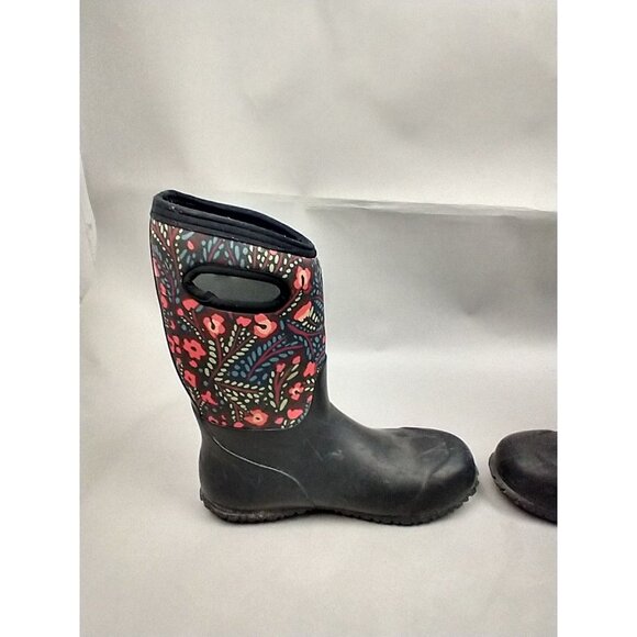 Bogs York Snow Boot Women 7 Black Flowers Waterproof Insulation -20 Degrees Warm - Picture 9 of 13